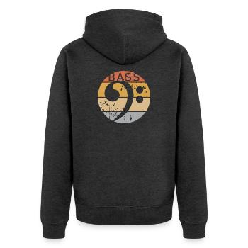 retro Gitarre Bass Bassschlüssel Musiker Bassist - Unisex Premium Bio Zip Hoodie - Anthrazit meliert - Hinten - Nico (187cm)