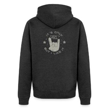 only Rock 'n' Roll - Unisex Premium Organic Zip Hoodie - heather anthracite - Back - Nico (187cm)