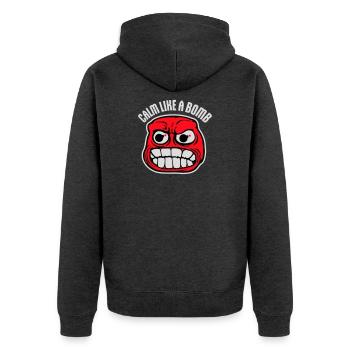 Calm Like Bomb Paradox Irony Humor Explosive Joke - Unisex Premium Organic Zip Hoodie - heather anthracite - Back - Nico (187cm)