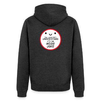 You Wouldn't Understand It's An Inside Joke Spruch - Unisex Premium Bio Zip Hoodie - Anthrazit meliert - Hinten - Nico (187cm)
