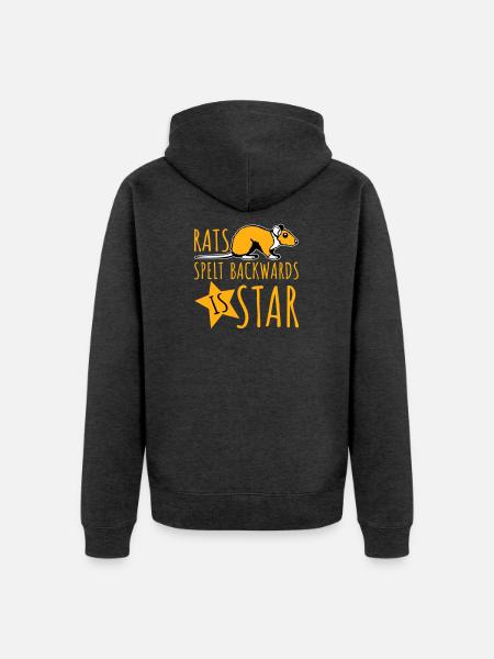 Rats Spelt Backwards Is Star Lustiger Ratte Spruch - Unisex Premium Organic Zip Hoodie - heather anthracite