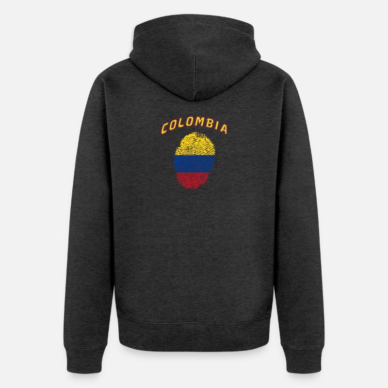 Colombie Empreinte digitale / Cadeau drapeau - Veste à capuche bio Premium Unisexe - anthracite chiné