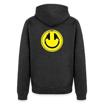 écouteurs smiley - Veste à capuche bio Premium Unisexe - anthracite chiné - Dos - Nico (187cm)