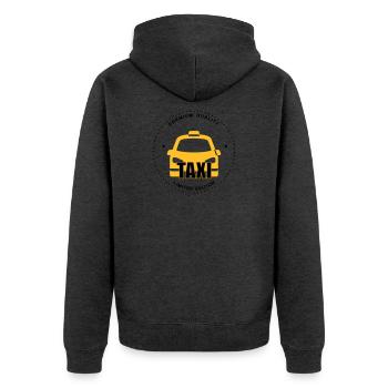 Taxi - Unisex Premium Bio Zip Hoodie - Anthrazit meliert - Hinten - Nico (187cm)