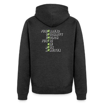 Rente Rentner Rentnerin Feierabend geschafft(25) - Unisex Premium Bio Zip Hoodie - Anthrazit meliert - Hinten - Nico (187cm)