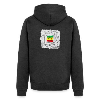 Reggae Love Schattenmotiv - Unisex Premium Bio Zip Hoodie - Anthrazit meliert - Hinten - Nico (187cm)