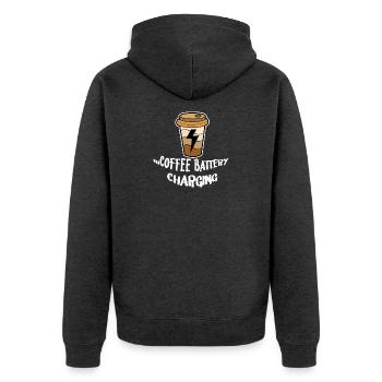 Coffee Drinking Statement Coffee Lovers Breakfast - Unisex Premium Organic Zip Hoodie - heather anthracite - Back - Nico (187cm)