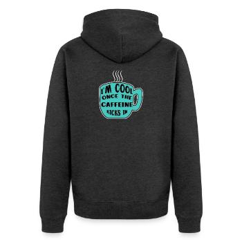 Caféine Coffee Drinker Coffee Cup Coffee Déclaration - Veste à capuche bio Premium Unisexe - anthracite chiné - Dos - Nico (187cm)