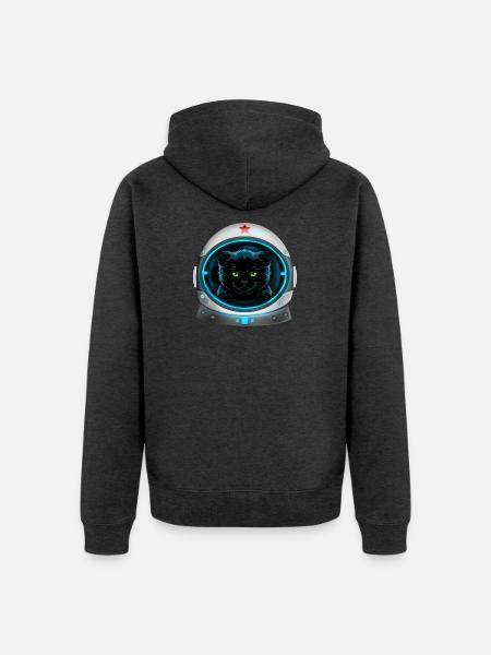 angry space cat astronaut - Unisex Premium Organic Zip Hoodie - heather anthracite