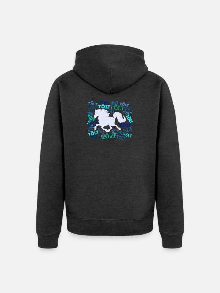 Tölt Pferde Spruch Haflinger Islandpferde - Unisex Premium Bio Zip Hoodie - Anthrazit meliert