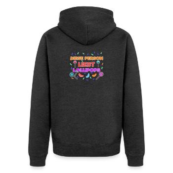 Naschkatzen Bonbon Statement Süßigkeiten Naschen - Unisex Premium Bio Zip Hoodie - Anthrazit meliert - Hinten - Nico (187cm)