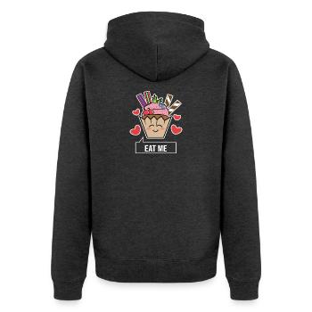 Sweets Sweet Tooth Statement Delicious Cupcake - Unisex Premium Organic Zip Hoodie - heather anthracite - Back - Nico (187cm)