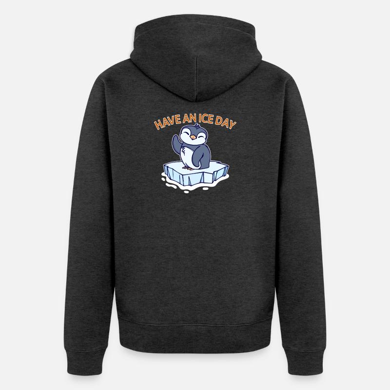 Antarktis Eis Kalt Pinguin Statement Seevogel - Unisex Premium Bio Zip Hoodie - Anthrazit meliert