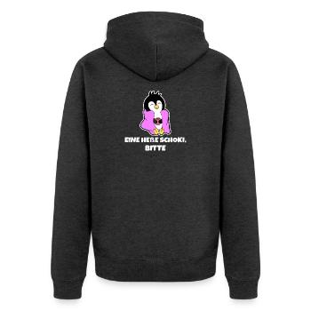 Kalt Pinguin Vogel Tier Statement Südpol Seevogel - Unisex Premium Bio Zip Hoodie - Anthrazit meliert - Hinten - Nico (187cm)