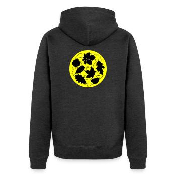 Herbst Kreis Blätter - Unisex Premium Bio Zip Hoodie - Anthrazit meliert - Hinten - Nico (187cm)