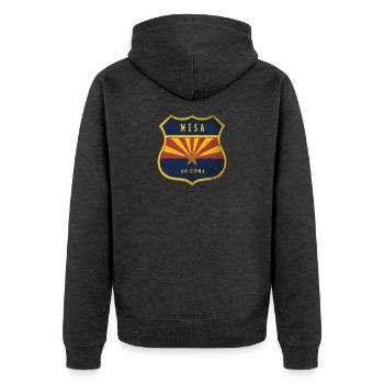Mesa Arizona Flaggen Wappen Design - Unisex Premium Bio Zip Hoodie - Anthrazit meliert - Hinten - Nico (187cm)