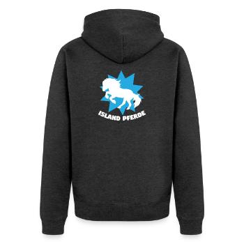 Islandpferde Tölt Galopp Trab Pferde Spruch Pferde - Unisex Premium Bio Zip Hoodie - Anthrazit meliert - Hinten - Nico (187cm)