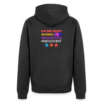 Gleichberechtigung Statement Lgbt Sexualität Herz - Unisex Premium Bio Zip Hoodie - Anthrazit meliert - Hinten - Nico (187cm)