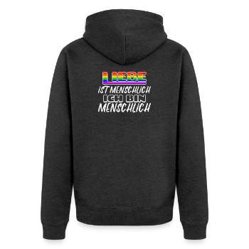 Beziehung Sexualität Lgbt Statement Liebe Homo - Unisex Premium Bio Zip Hoodie - Anthrazit meliert - Hinten - Nico (187cm)