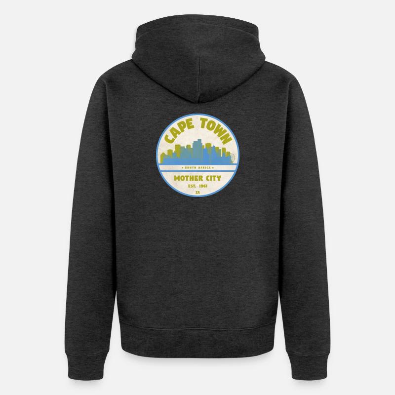 Emblème vintage de la Skyline du Cap - Veste à capuche bio Premium Unisexe - anthracite chiné