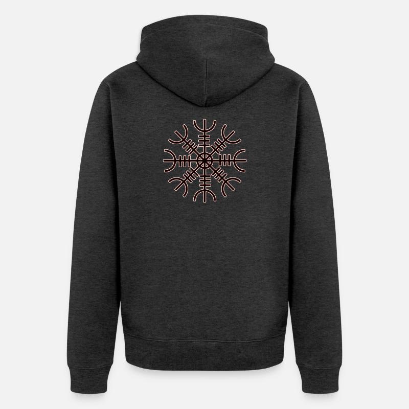 Helm der Ehrfurcht - Unisex Premium Bio Zip Hoodie - Anthrazit meliert