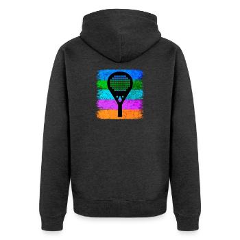 Padel Sport Racket Leisure Padel Game Fans - Unisex Premium Organic Zip Hoodie - heather anthracite - Back - Nico (187cm)