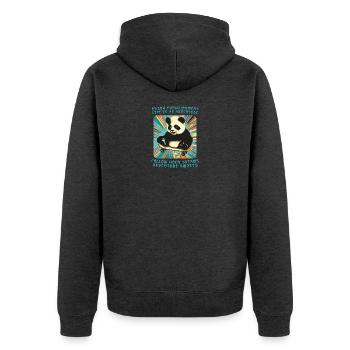 L’aventure de Panda sur roues - Veste à capuche bio Premium Unisexe - anthracite chiné - Dos - Nico (187cm)