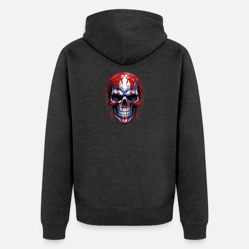 Graphique de crâne de drapeaux - Veste à capuche bio Premium Unisexe - anthracite chiné