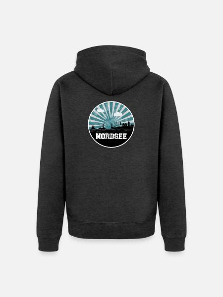 Nordsee Blue Hour Skyline - Unisex Premium Bio Zip Hoodie - Anthrazit meliert