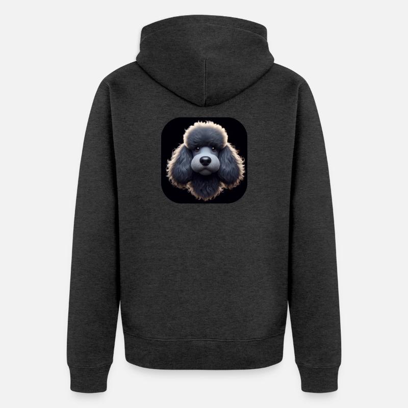 Caniche dans le style d’animation - Veste à capuche bio Premium Unisexe - anthracite chiné