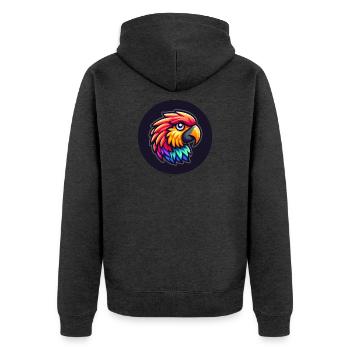 Parrot Macaw Head Colorful Cartoon Comic - Unisex Premium Organic Zip Hoodie - heather anthracite - Back - Nico (187cm)
