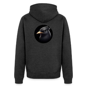 Black raven in animation style - Unisex Premium Organic Zip Hoodie - heather anthracite - Back - Nico (187cm)