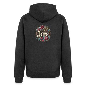 Amour - Veste à capuche bio Premium Unisexe - anthracite chiné - Dos - Nico (187cm)
