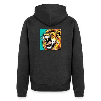 Lion Pop Art - Veste à capuche bio Premium Unisexe - anthracite chiné - Dos - Nico (187cm)