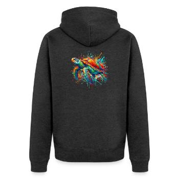 Turtle - Unisex Premium Organic Zip Hoodie - heather anthracite - Back - Nico (187cm)