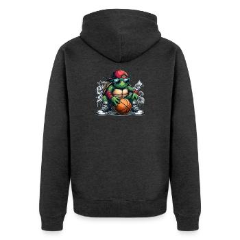 Basketball Turtle Sunglasses Graffiti - Unisex Premium Organic Zip Hoodie - heather anthracite - Back - Nico (187cm)