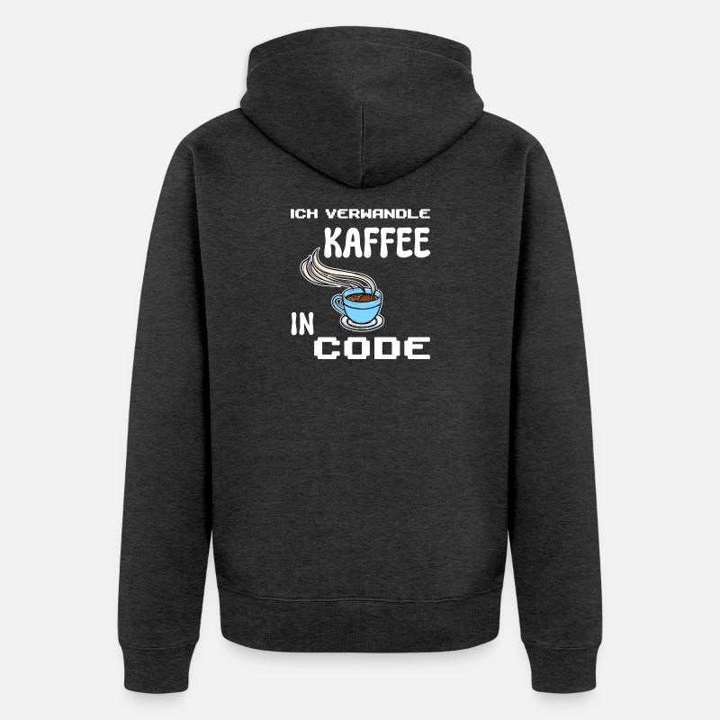 Developer Computerfreak Statement Coden Skripting - Unisex Premium Bio Zip Hoodie - Anthrazit meliert