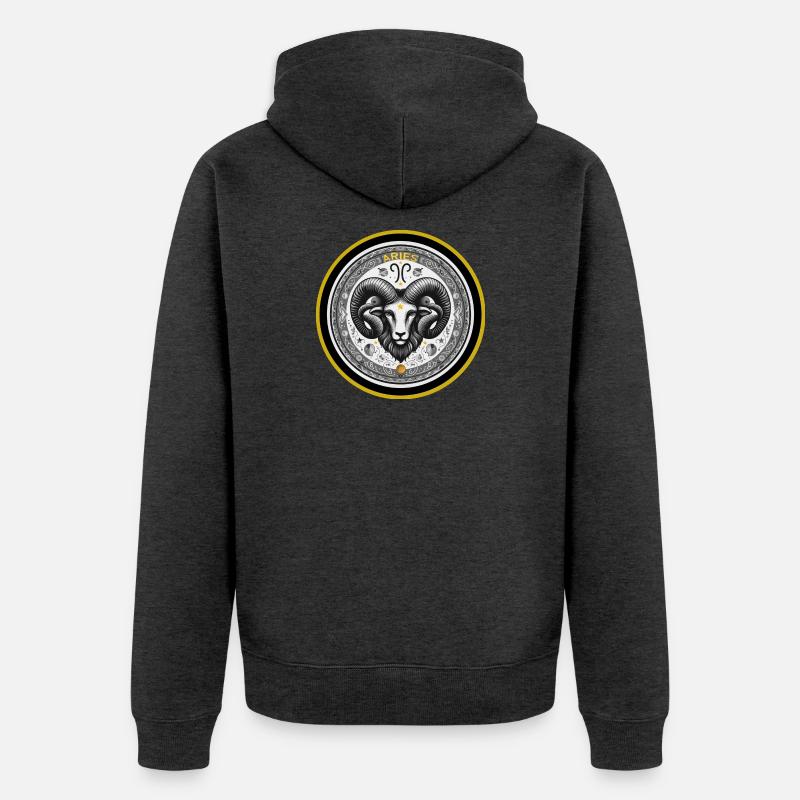 Widder Zodiac Sternzeichen Widder Ornament - Unisex Premium Bio Zip Hoodie - Anthrazit meliert
