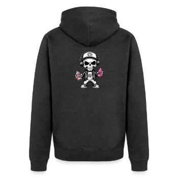 Graffiti Sprayer - Unisex Premium Bio Zip Hoodie - Anthrazit meliert - Hinten - Nico (187cm)