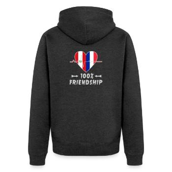 100 % amitié entre le Pérou et la France - Veste à capuche bio Premium Unisexe - anthracite chiné - Dos - Nico (187cm)