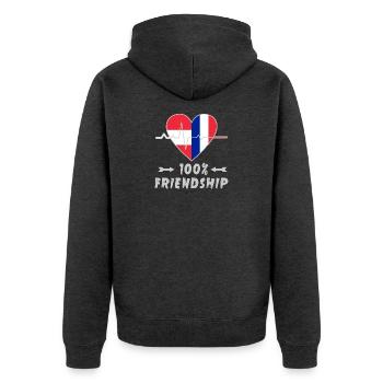 L'Autriche et la France : une amitié à 100 % - Veste à capuche bio Premium Unisexe - anthracite chiné - Dos - Nico (187cm)