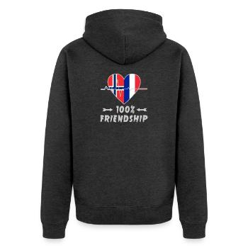 La Norvège et la France, une amitié à 100 % - Veste à capuche bio Premium Unisexe - anthracite chiné - Dos - Nico (187cm)