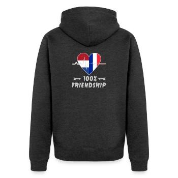Les Pays-Bas et la France, une amitié à 100 % - Veste à capuche bio Premium Unisexe - anthracite chiné - Dos - Nico (187cm)