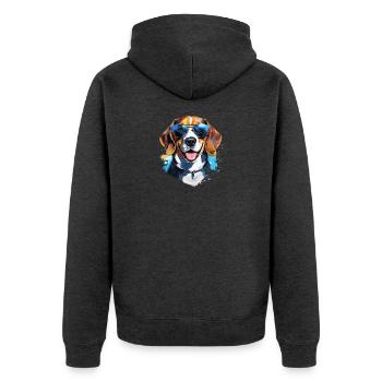 Beagle with sunglasses - Unisex Premium Organic Zip Hoodie - heather anthracite - Back - Nico (187cm)