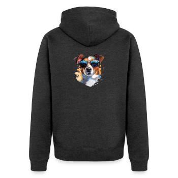 Jack Russell with sunglasses - Unisex Premium Organic Zip Hoodie - heather anthracite - Back - Nico (187cm)