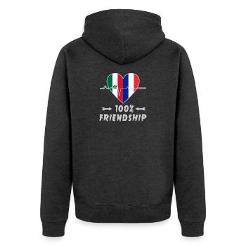 Le Mexique et la France : une amitié à 100 % - Veste à capuche bio Premium Unisexe - anthracite chiné - Dos - Nico (187cm)
