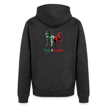 Der stolz von Lampedusa Italien Flagge - Unisex Premium Bio Zip Hoodie - Anthrazit meliert - Hinten - Nico (187cm)