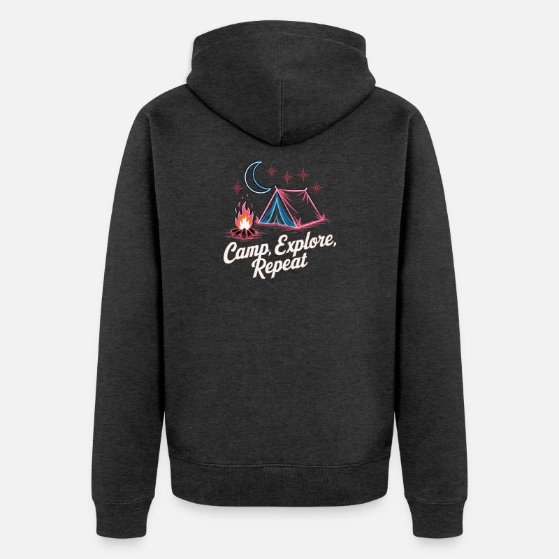 Camp Explore Repeat - Veste à capuche bio Premium Unisexe - anthracite chiné