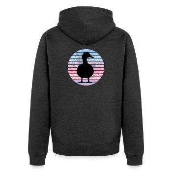Vintage Duck - Unisex Premium Bio Zip Hoodie - Anthrazit meliert - Hinten - Nico (187cm)