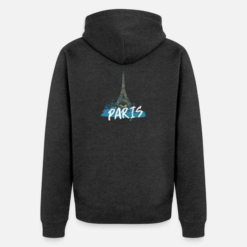 Tour Eiffel de Paris avec calligraphie - Veste à capuche bio Premium Unisexe - anthracite chiné